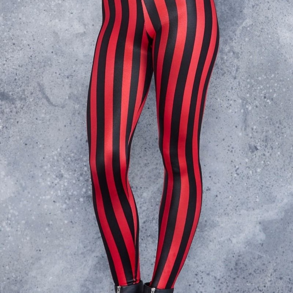 Blackmilk-Ringleader Red Wet Look Leggings XL